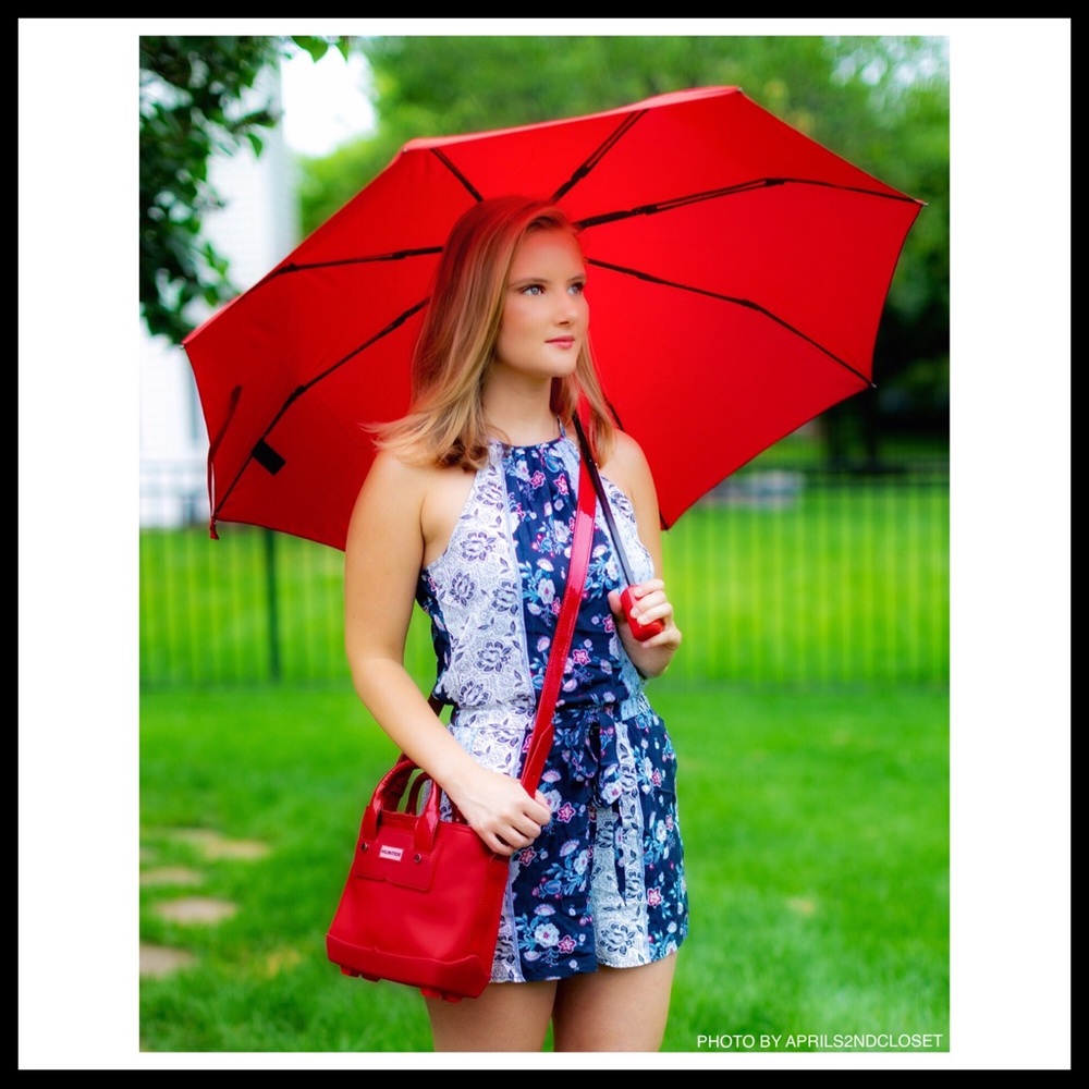 HUNTER ORIGINAL RED TOTE CROSSBODY RUBBER BAG A2C - Picture 2 of 8